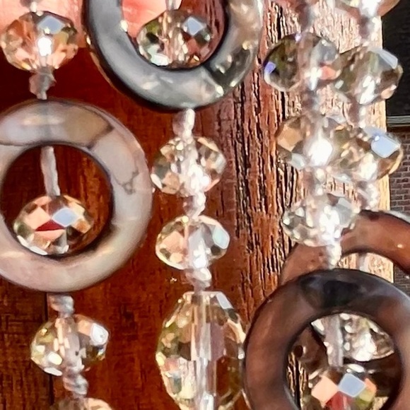 Cookie Lee Crystal and Abalone Shell 48 inch Necklace Sparkles Faceted Glistens - Picture 4 of 17